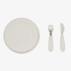 White Dalmatian Silicone Plate & Cutlery Set