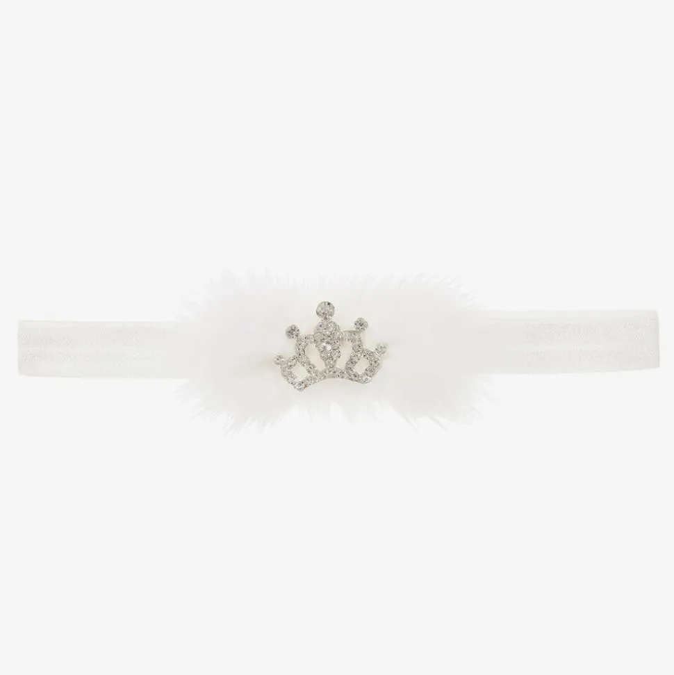 White Fur & Diamanté Headband