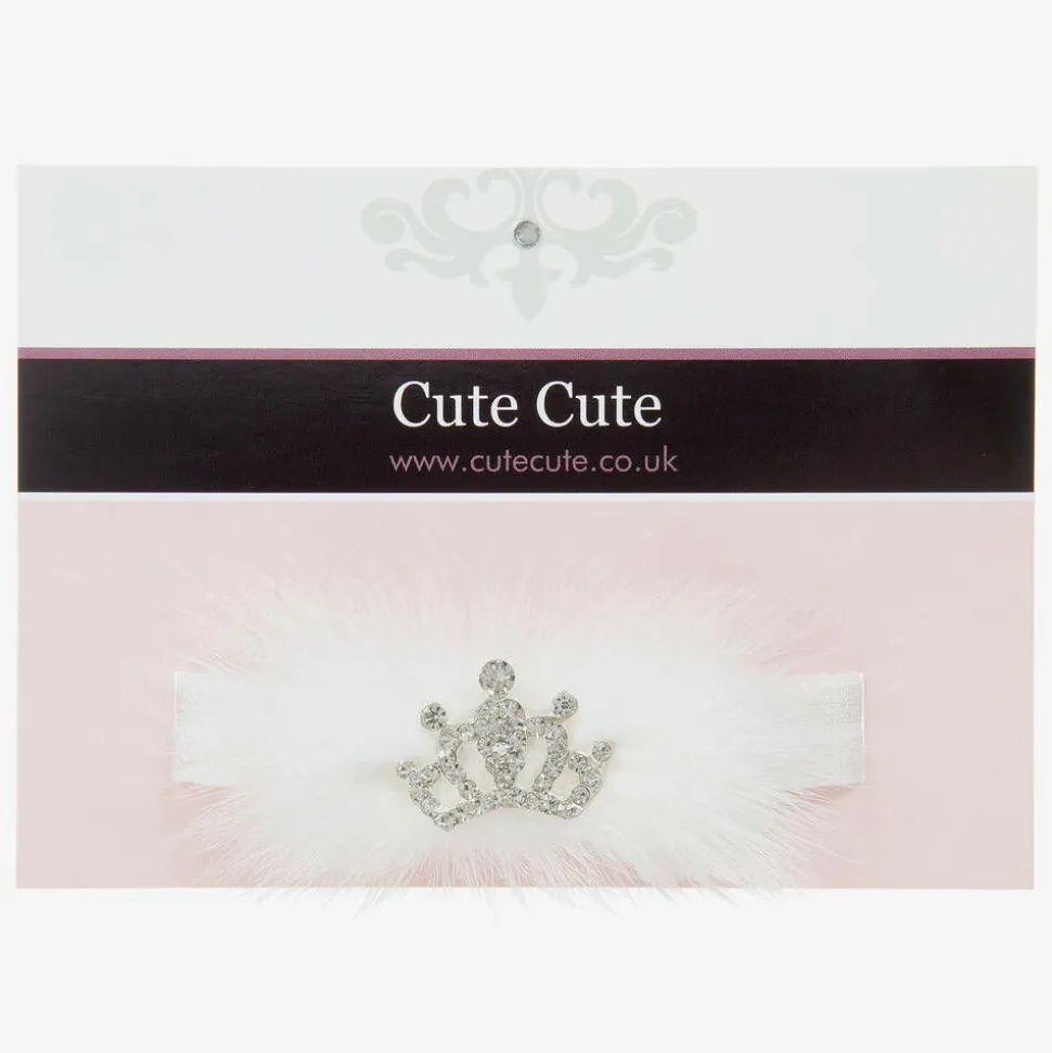 White Fur & Diamanté Headband