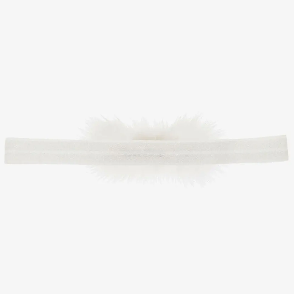 White Fur & Diamanté Headband