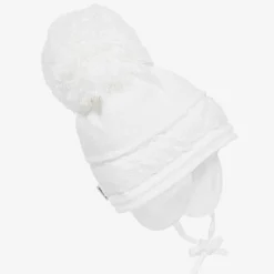 White Malva Giant Pom-Pom Hat