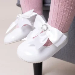 White Patent Pre-Walker Shoes