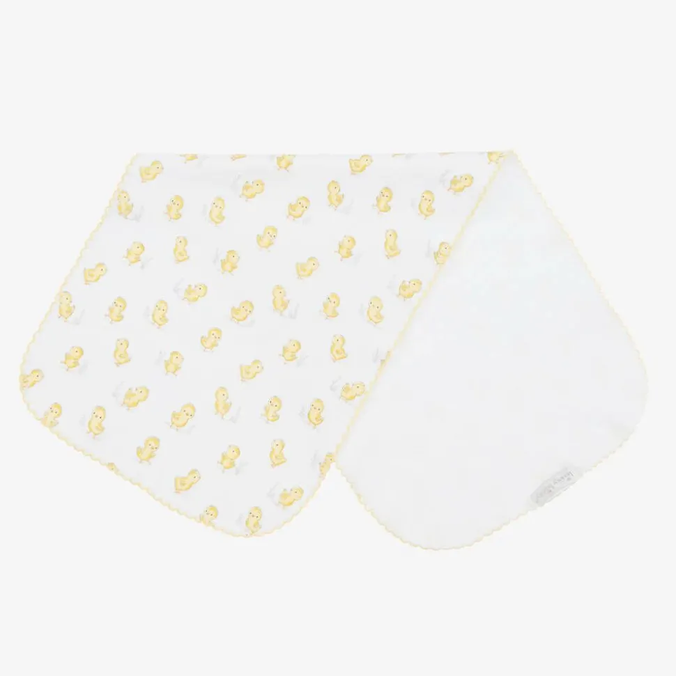White Pima Cotton Cheery Chicks Burp Cloth (49cm)
