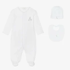 White Pima Giraffe Glee Babygrow Set
