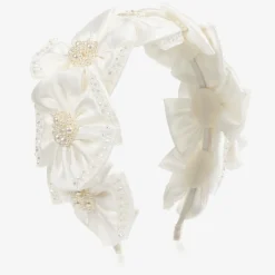 White Satin Flower Hairband
