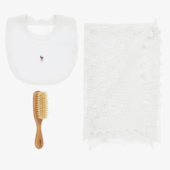 White Shawl & Bib Baby Gift Set