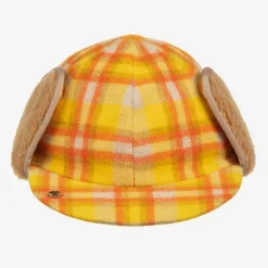 Yellow & Orange Check Trapper Hat