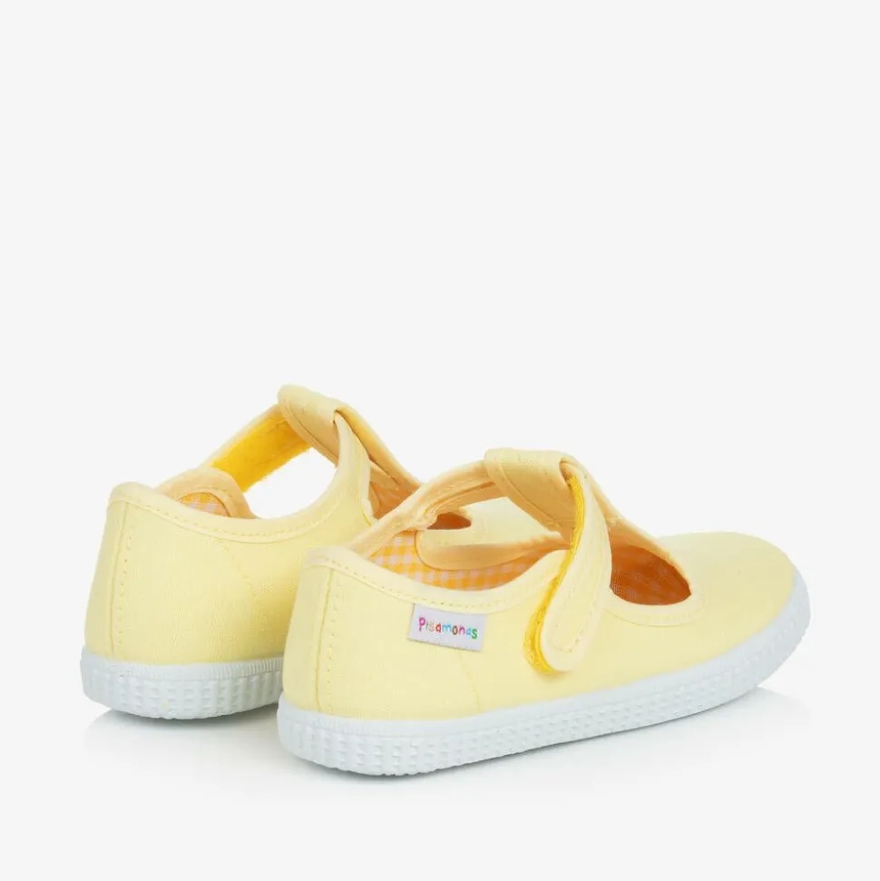 Yellow Canvas T-Bar Shoes